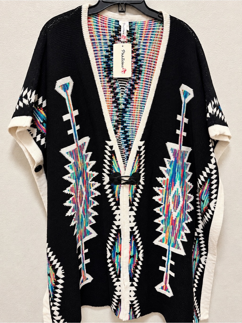 Black Aztec-Pattern Sweater with Multicolor Accents